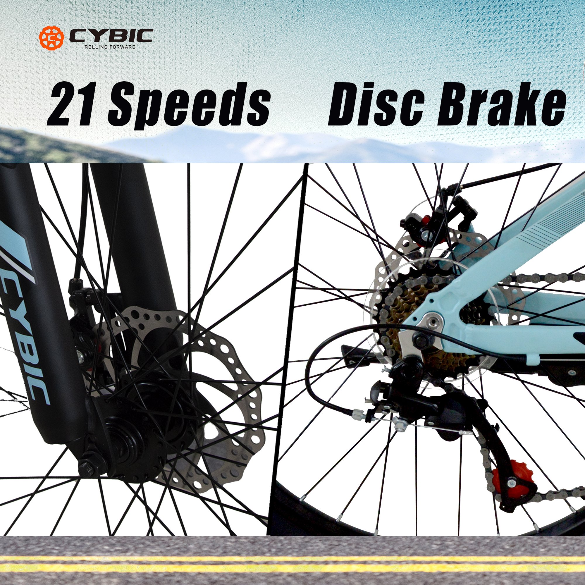 26in 21-Speed Disc Front Suspension Mountain Bike Youth/Adult Men Women City Snow Bicycle