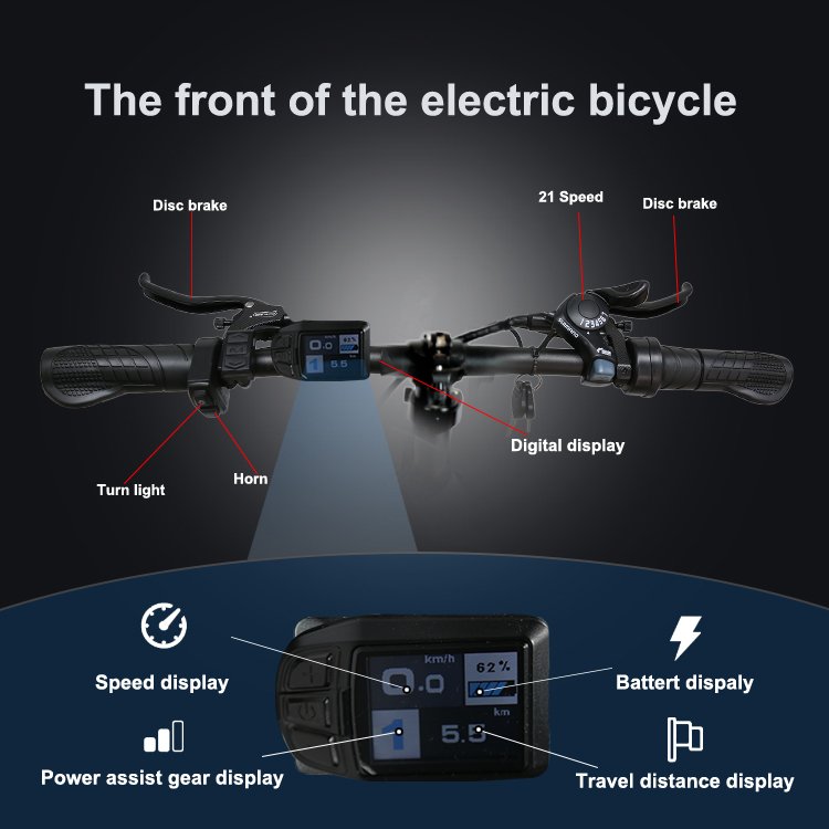 21 Speed 48V 13AH Lithium Battery 26 inch Tire Aluminum Alloy LED Display OEM eBike Electric Mountain Bike Full Suspension 500W