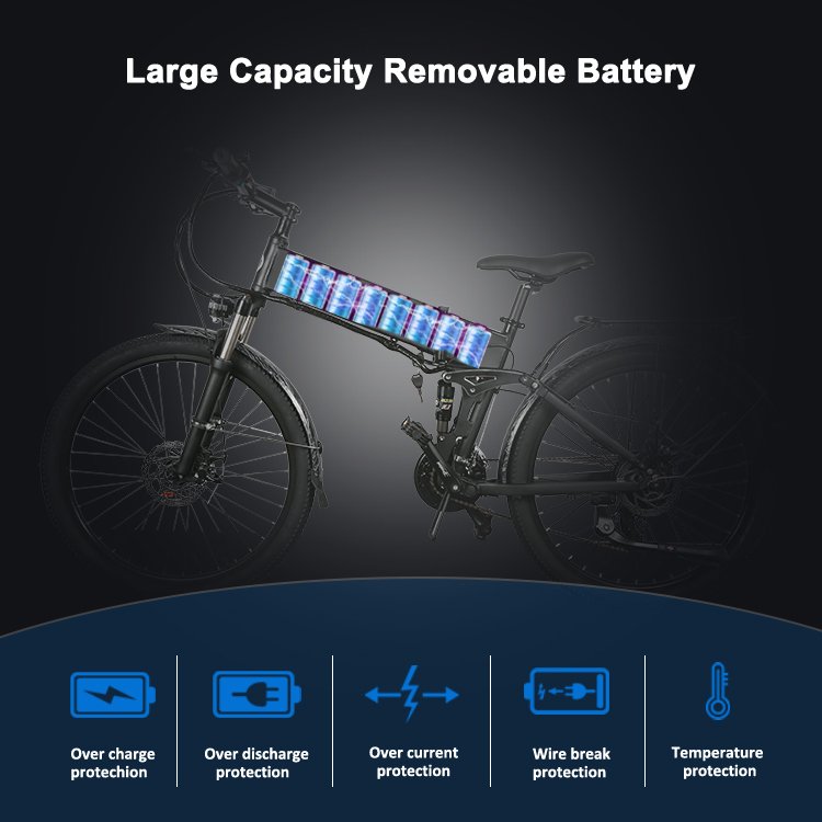 21 Speed 48V 13AH Lithium Battery 26 inch Tire Aluminum Alloy LED Display OEM eBike Electric Mountain Bike Full Suspension 500W