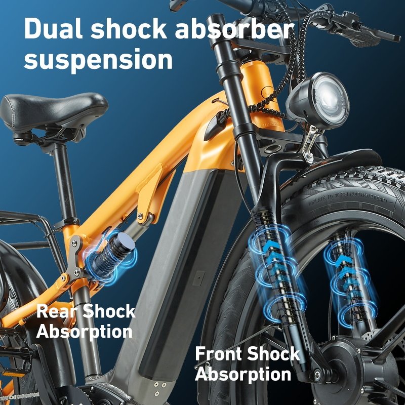 26 Inch Fat Tire Electric Mountain Bike Hydraulic Disc Brake 48V 20Ah Mountain Ebike Dual 1000W Electric Bicycle