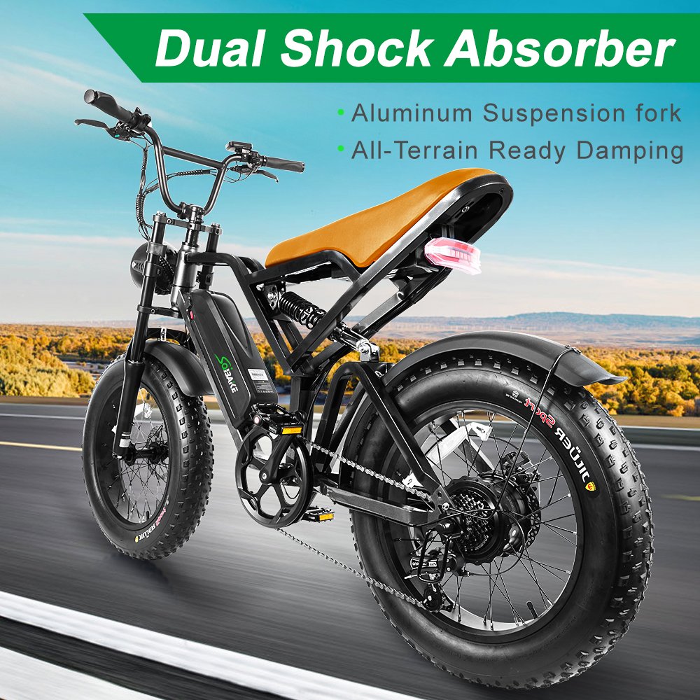 750 w to 1000 w 48 v 15 ah electric Bike Mountain Bike full suspension dual motor bicycle 20 inches fat tire wheel
