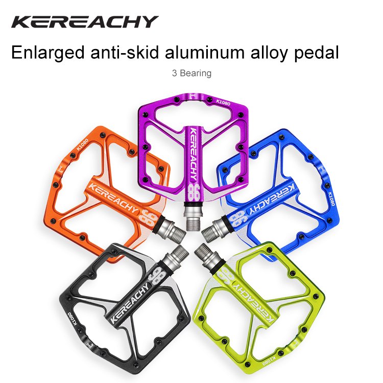 KEREACHY wholesale custom multi-color mountain bike ultra light non-slip pedal aluminum alloy 3 bearing pedal bike accessories