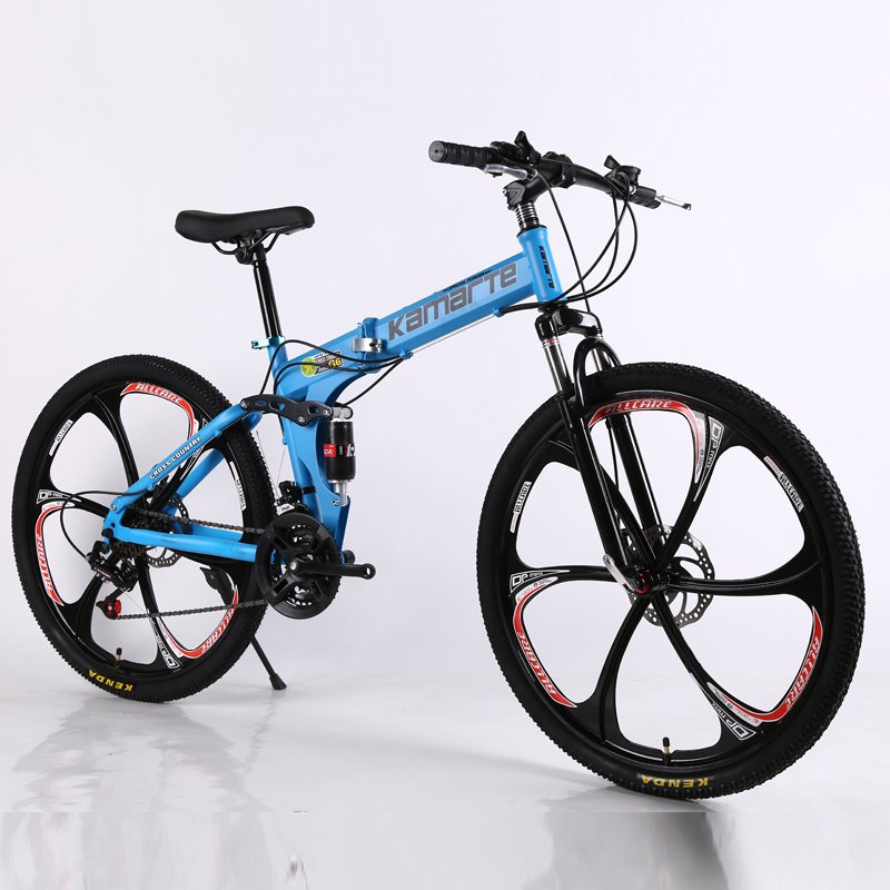 Sports cycles Folding Mountain Bike 27 Speed 26 Inch Folding Bike Double Alloy Shock KAIMARTE Mountain Bike