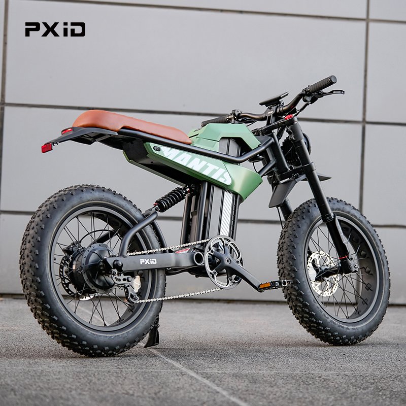 PXID MANTIS P6 electric mountain bike 7 speed SHIMANO gear 20 inch fat tire mens electric bike
