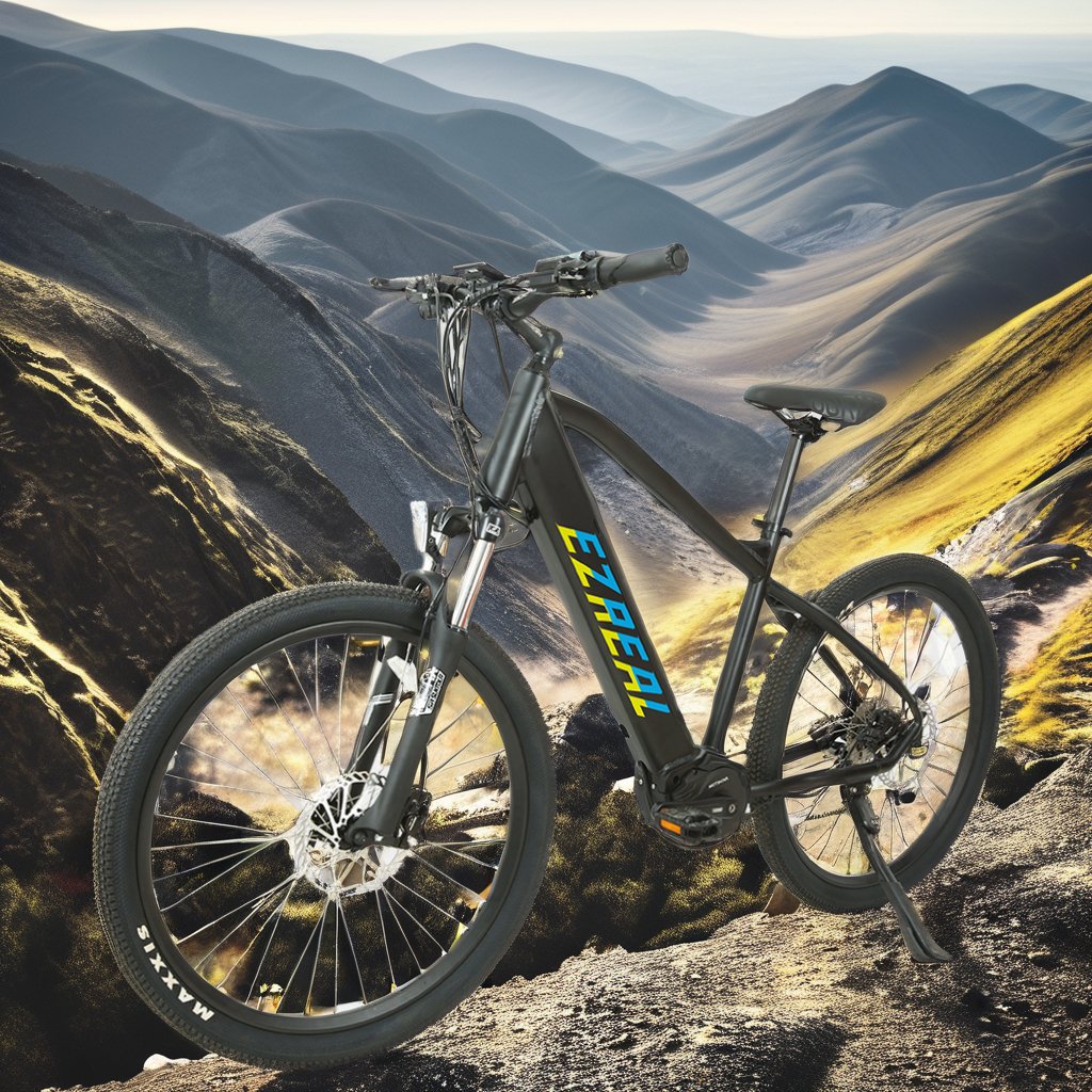 EZREAL 27.5 Inch Lightweight Electric Sports Mountain Bike 250W Mid Motor 36V Dirt Bike with Disc Brake Fat Tire Mountain Riding