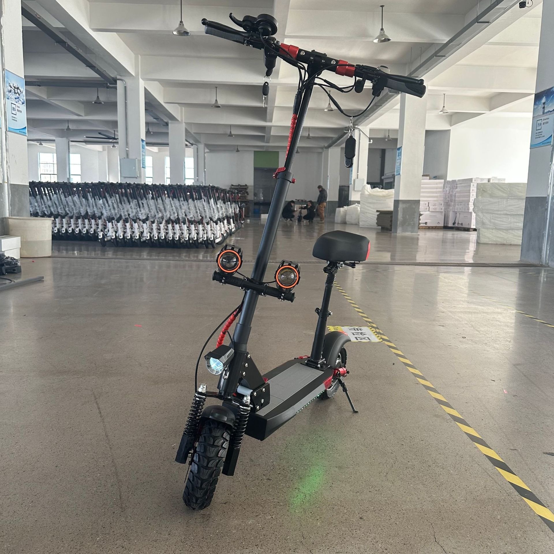 Dual Spring Shock Absorption Adult Electric Scooter with Seat Fast Folding Wide Voltage for Comfortable Riding