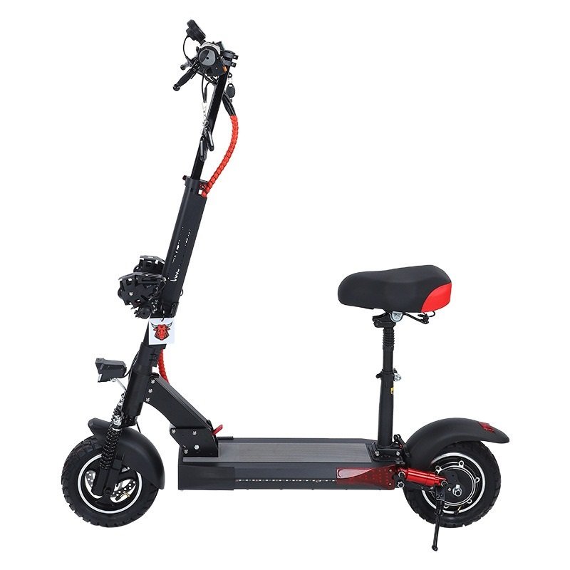 Dual Spring Shock Absorption Adult Electric Scooter with Seat Fast Folding Wide Voltage for Comfortable Riding