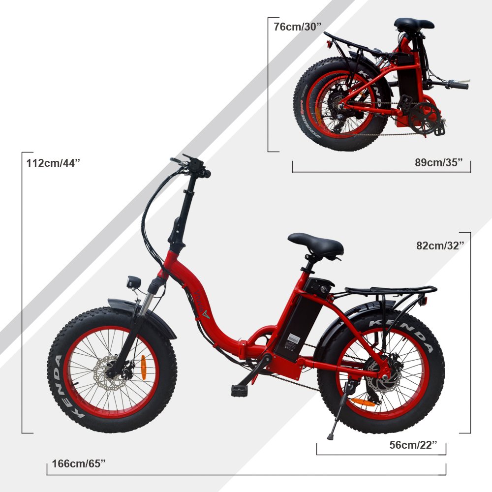 VTUVIA 20 * 4.0'' Fat tire folding Electric bicycle 36V Li-ion battery 250W Brushless Motor E Bike 50km Long Distance Ebike