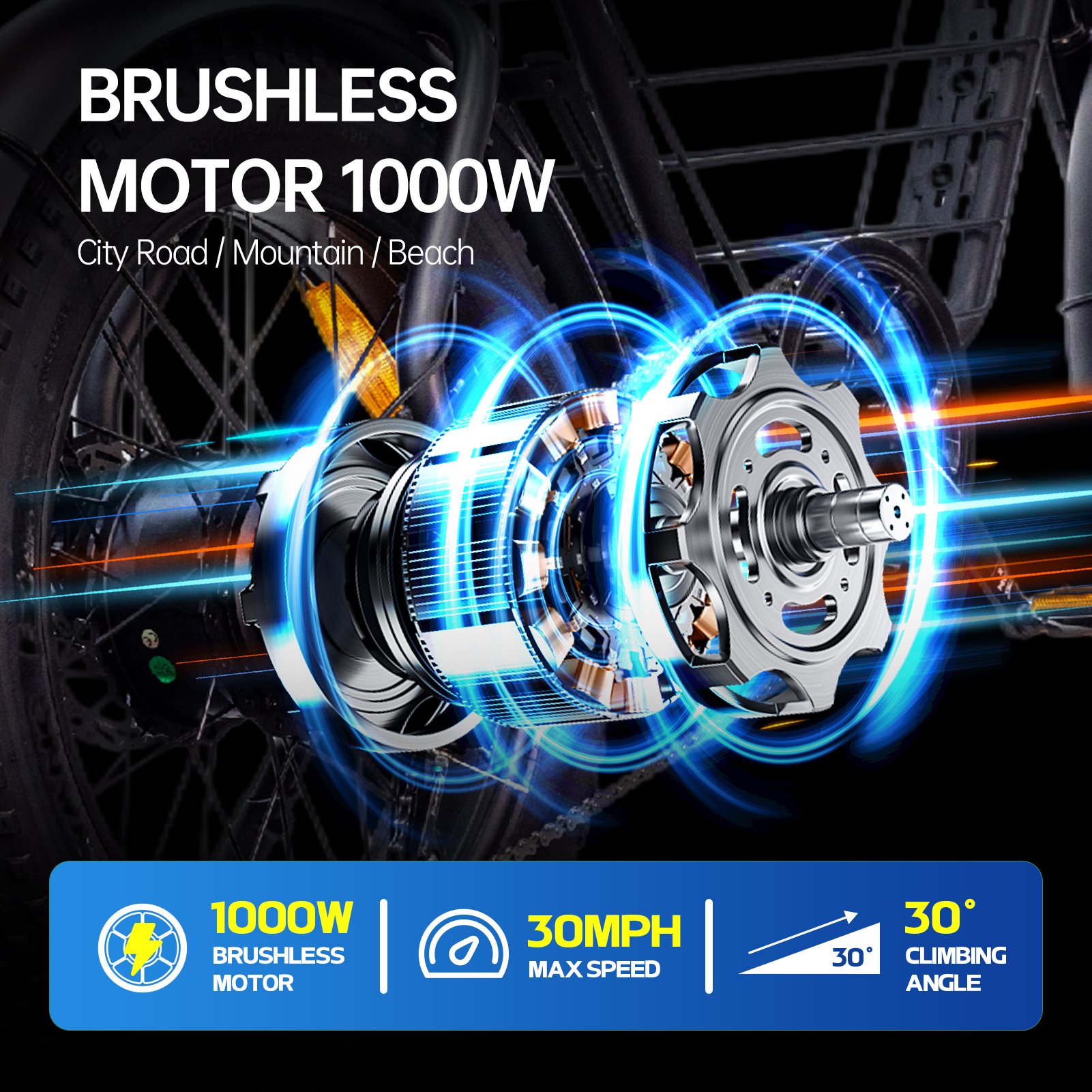 New Style 1000W 48V 25AH Electric Bicycle Mountain Snow City E-Bike Rear Hub Motor Aluminum Alloy Frame Lithium Battery Rear
