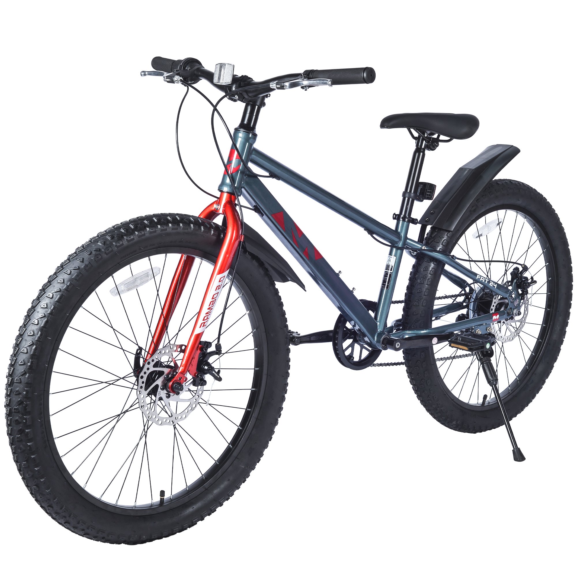 ZUKKA High-performance 24 inch Fat Tyre Mountain Bike With Steel Frame And 7spd Gear In Grey