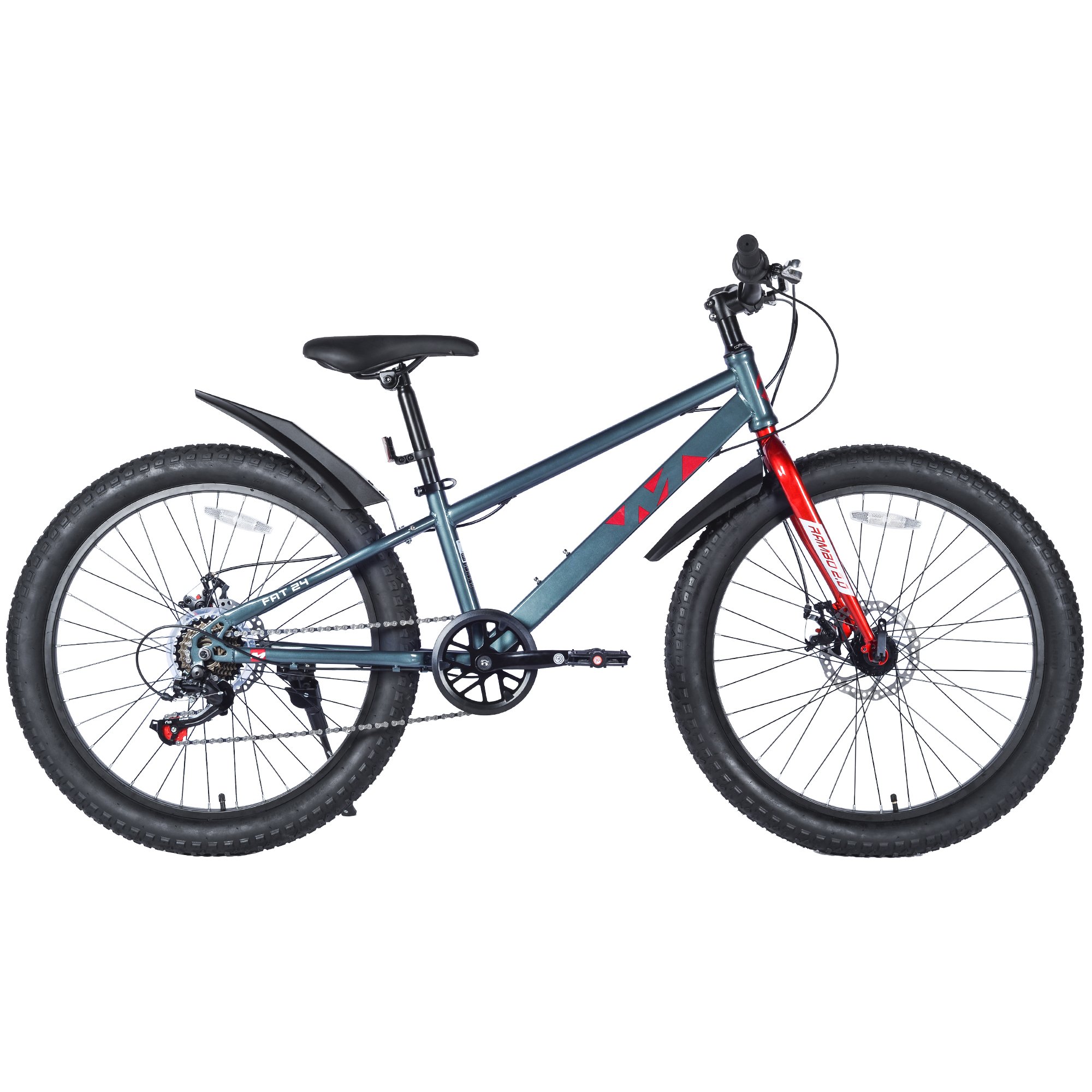 ZUKKA High-performance 24 inch Fat Tyre Mountain Bike With Steel Frame And 7spd Gear In Grey