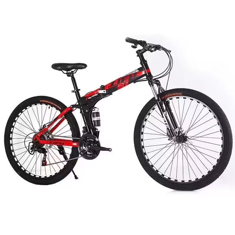 26 Inch 21 Speed Disc Brake Carbon Steel Shock Sorption Green Mountain Bike Soft-tail Frame Road Bikes For Adult