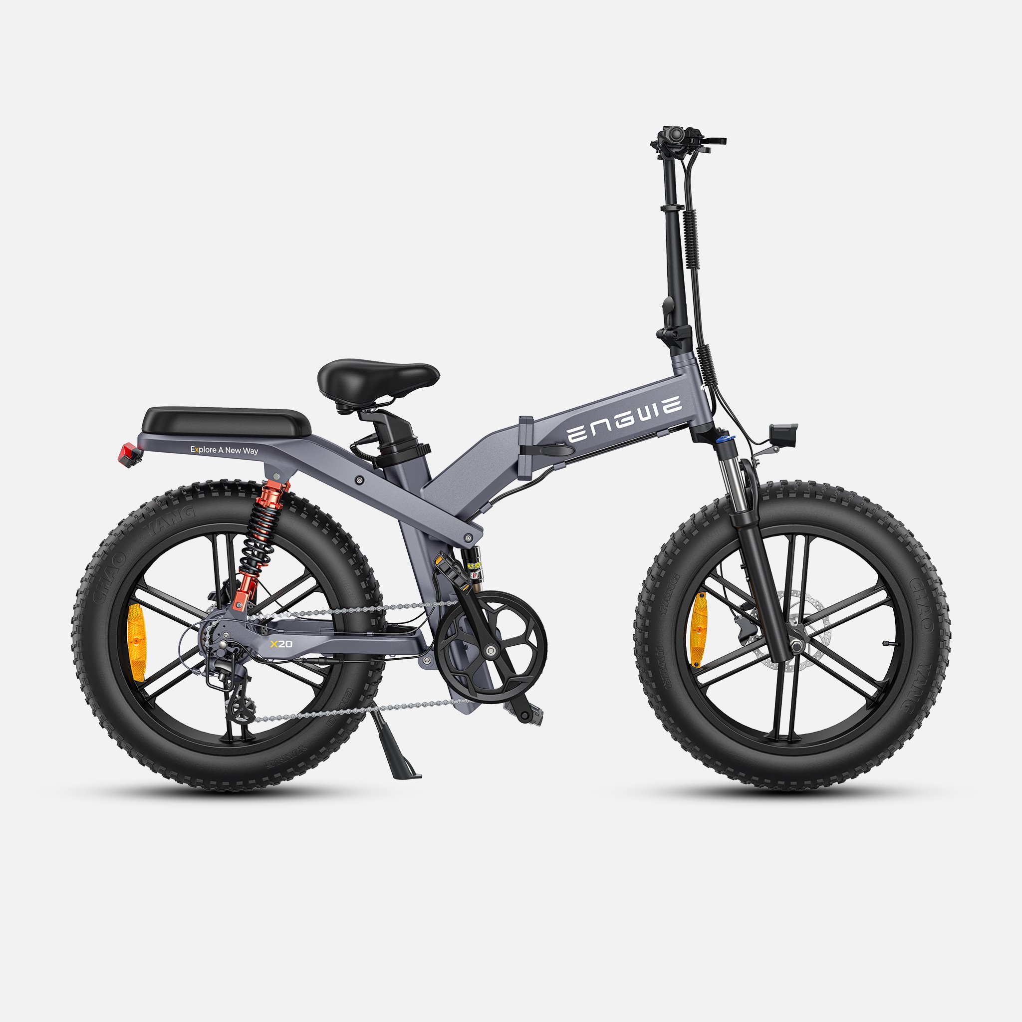 ENGWE X20 Gray mountain bike EU warehouse hotselling 750w 20*4inch fat tires Triple Suspension Foldable E-bike 50KM Adult bikes
