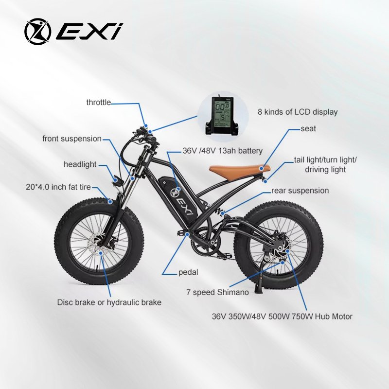 Wholesale 20-Inch 4.0 Fat Tire Electric Moto Bikes 500/800/1000 W Rear Hub Drive Customizable 48v Battery Power Supply