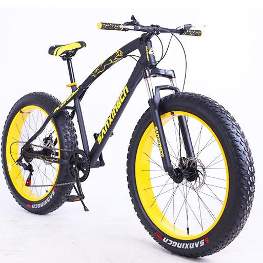 Big Fat Tire Mountain Bike Men Bicycle 26 in High Carbon Steel Frame Outdoor Road Bike 21 Speed Full Suspension MTB