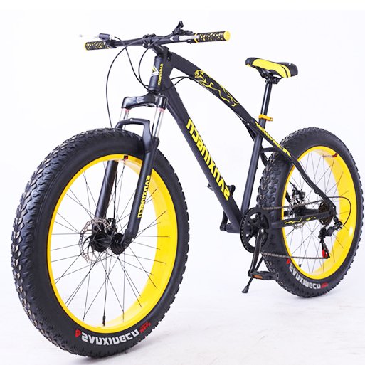 Big Fat Tire Mountain Bike Men Bicycle 26 in High Carbon Steel Frame Outdoor Road Bike 21 Speed Full Suspension MTB