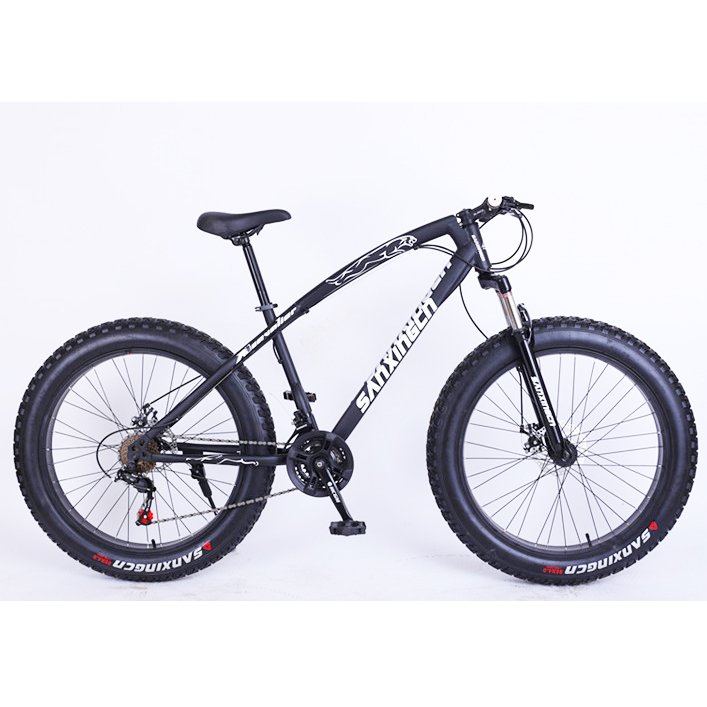 Big Fat Tire Mountain Bike Men Bicycle 26 in High Carbon Steel Frame Outdoor Road Bike 21 Speed Full Suspension MTB