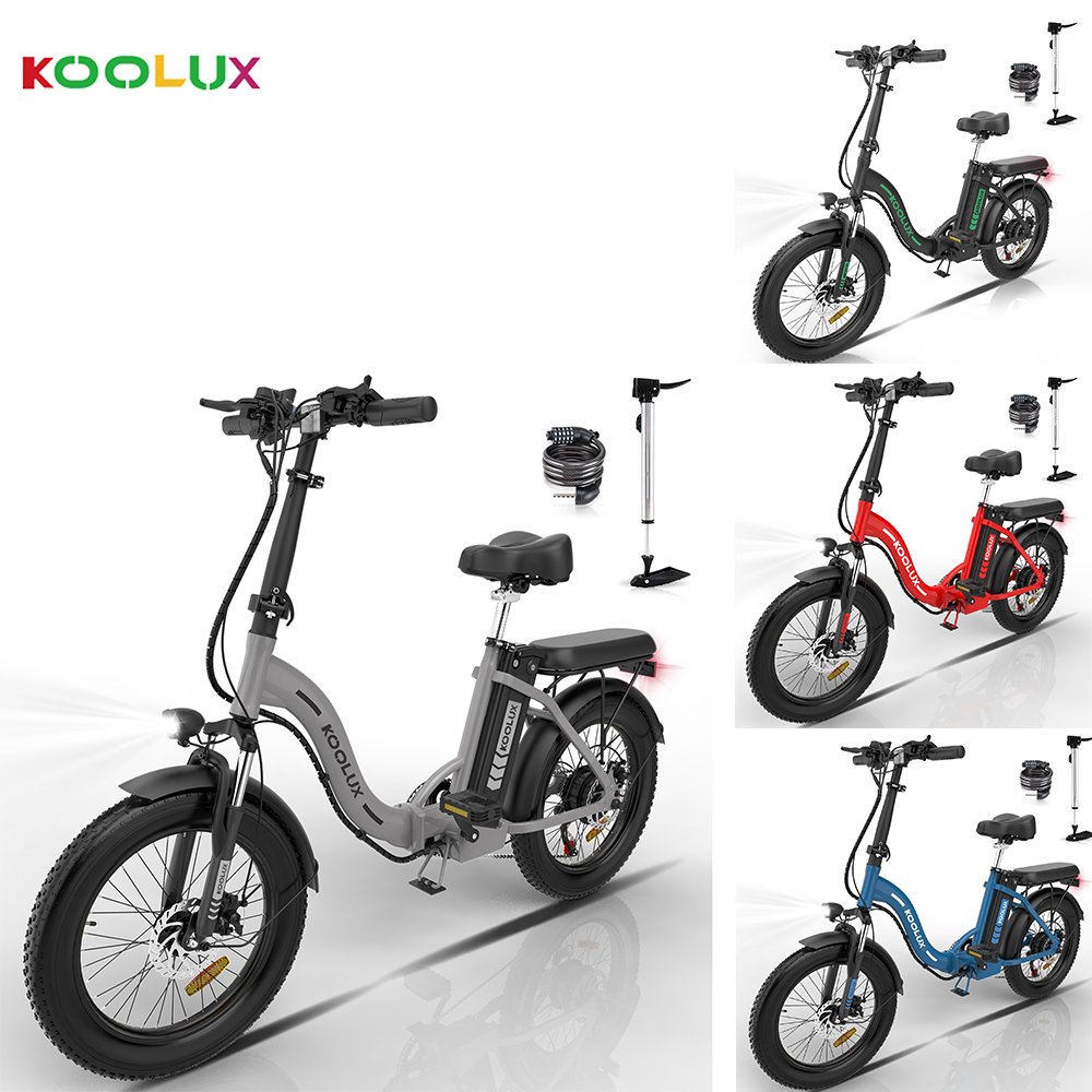 KOOLUX 350W 20Inch 36V Electric Bike Mountain Hybrid Folding Fat Tire Lithium Battery EU Warehouse Electric Bicycle for Adult