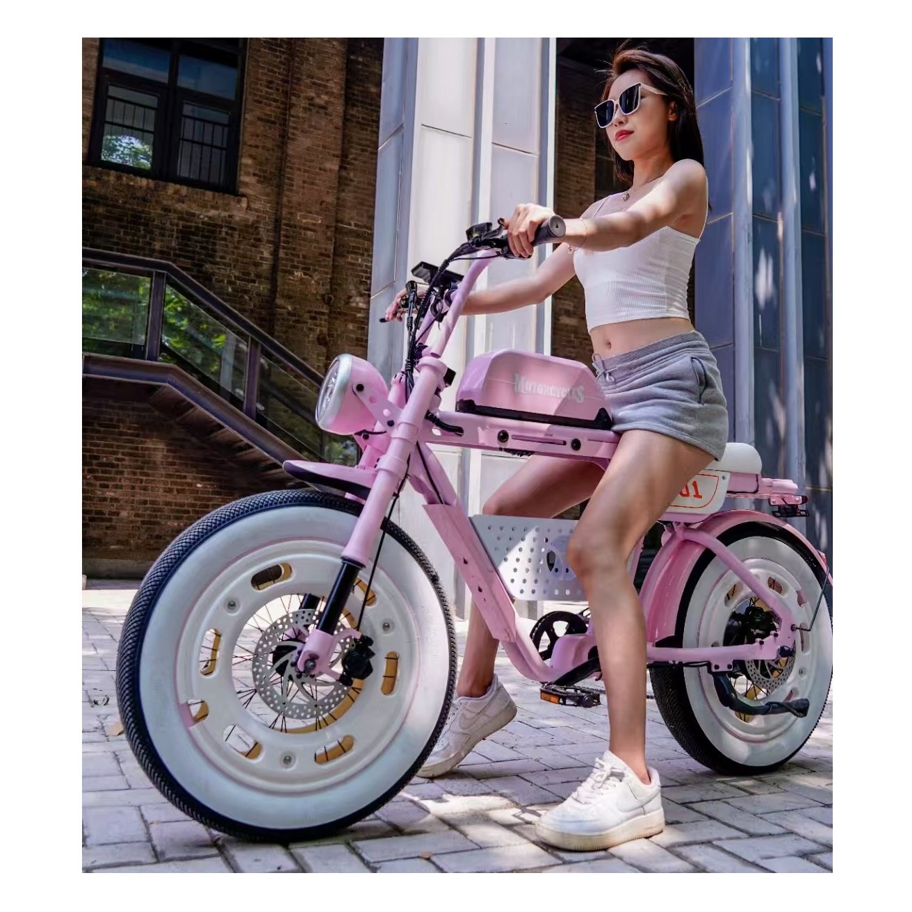 Fashion USA 1000W Electric City Bicycle Girl Motor Pit Dirt Road E Bike Fast Fat Tire Hybrid Motorcycle Electrical System Woman