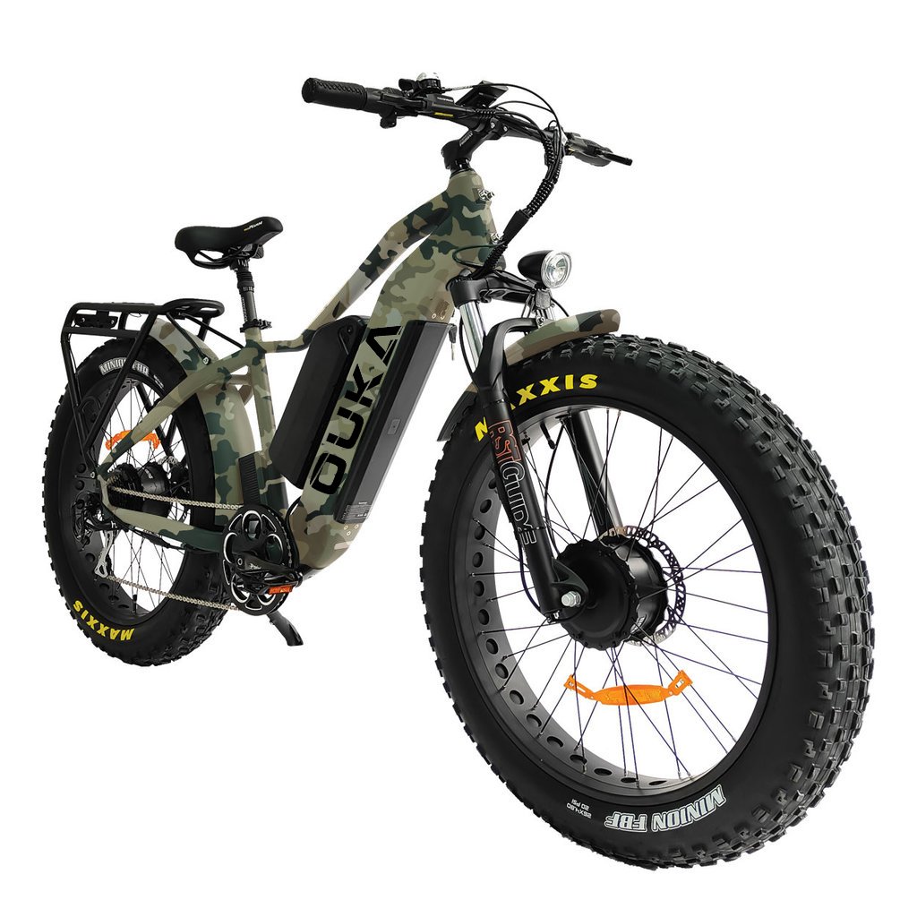 26 X 4.8 Inch Hydraulic Brake Adults Fat Tire Ebike With Dual Motor & Battery Hunting Electric Motorcycle Bicycle Moped E-Bike