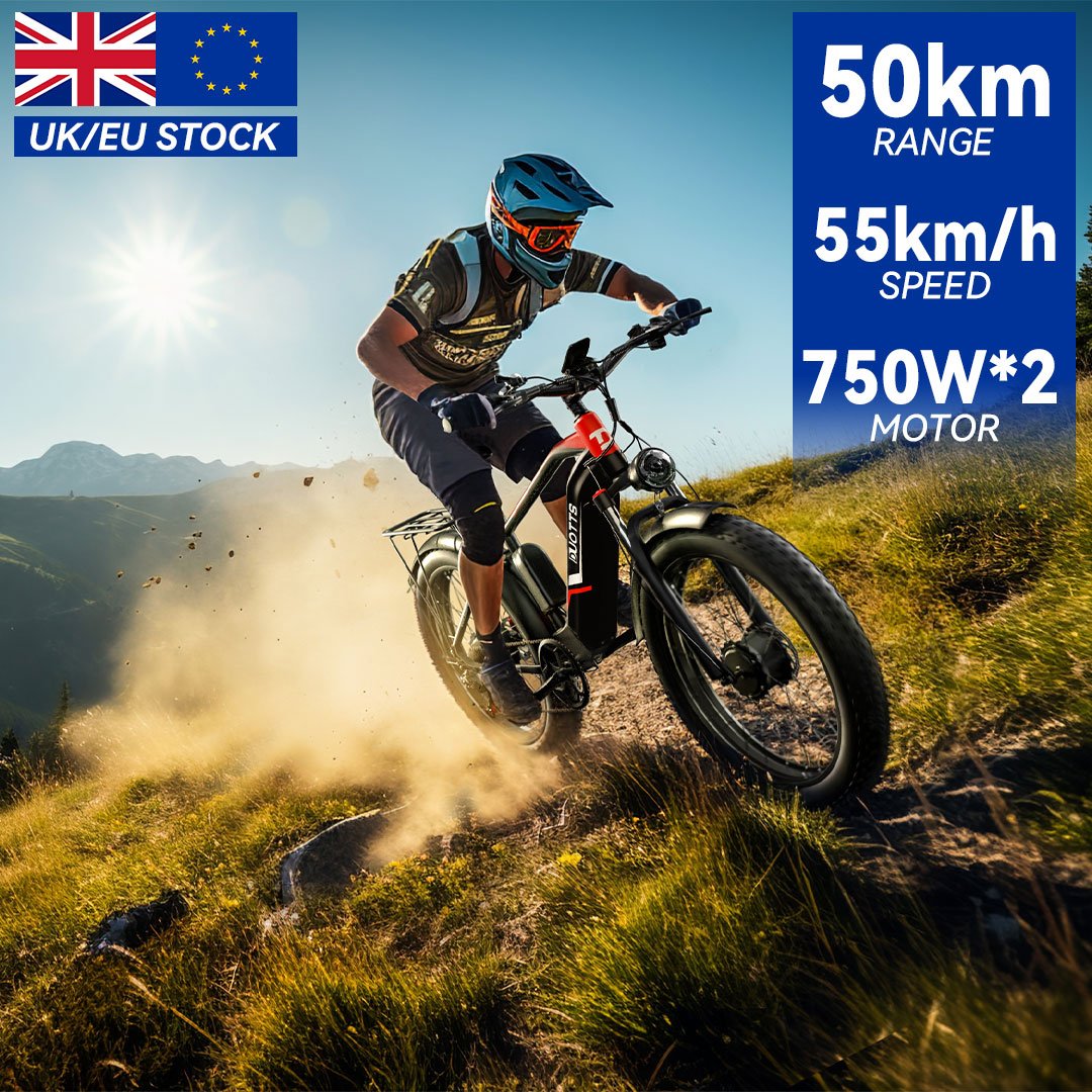 EU Europe Warehouse DUOTTS F26 Fat Tire Ebike 750w*2 7 speed 26 inch e bikes Full Suspension Electric Mountain Bike