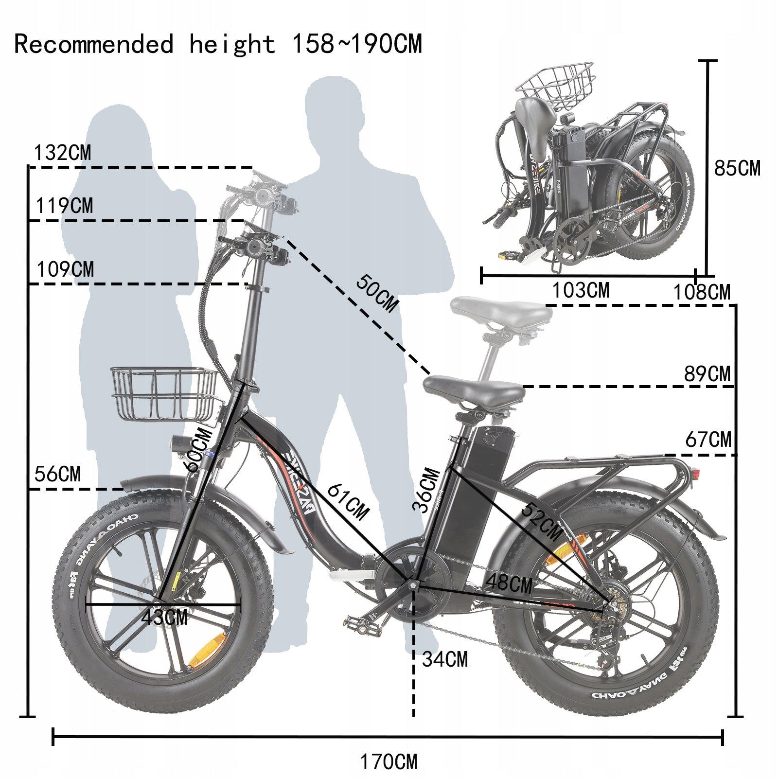20 Inch Fat Tire Ebike 750W Motor Big Battery Electric Cycle Electric Bicycle Full Suspension 48V Best Mountain E Bike