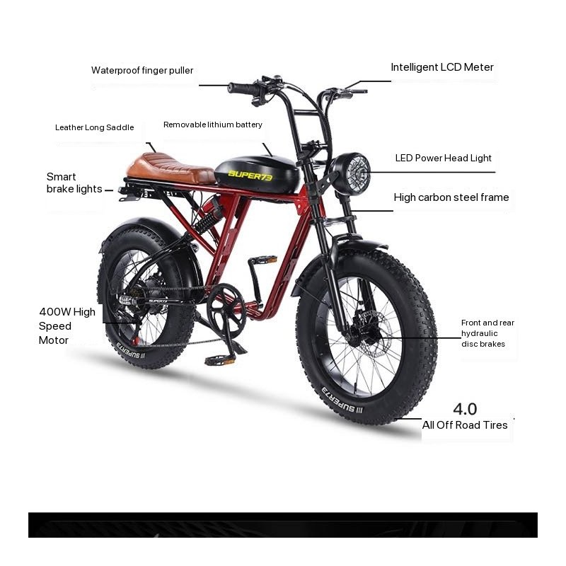 Fat tire electric bicycle full suspension electric bicycle 48V lithium battery 20-inch mountain electric bicycle