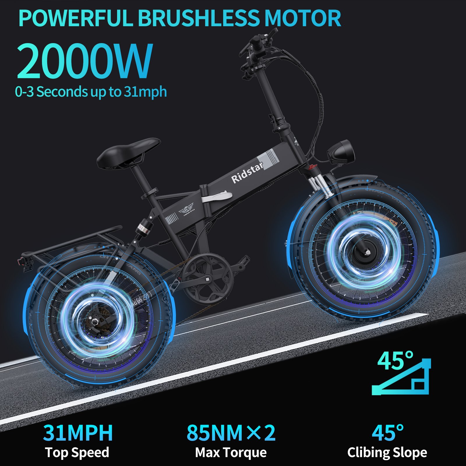 48V 23Ah Electric City Bike 2000W Rear Hub Double Motor 7-Speed Integrated Lithium Battery for Adults
