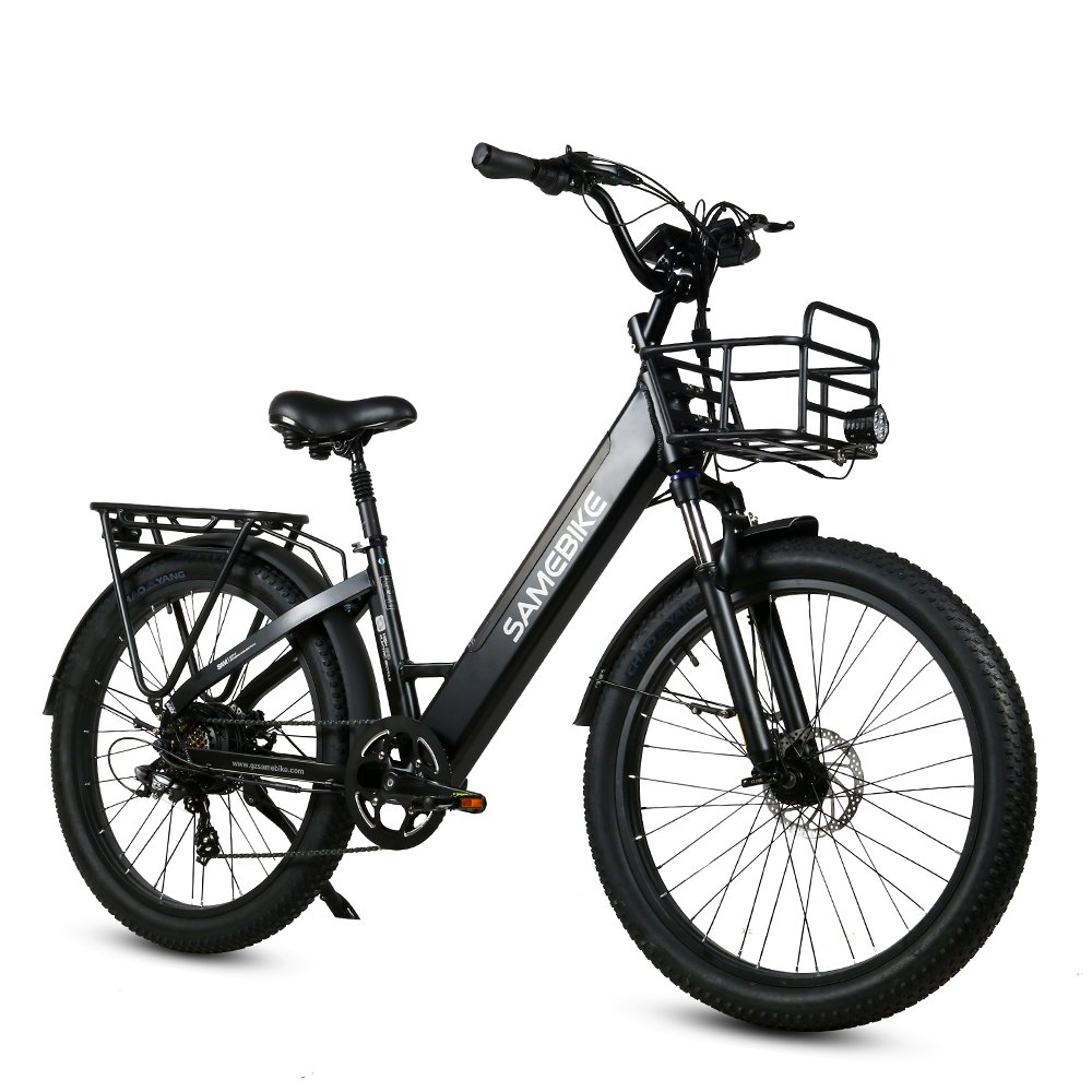 SAMEBIKE RS-A01 48V 14A 750w Fat Tire Electric Bike Adults 60km Range 26 inch 45km/h Aluminum Alloy Brushless Lithium Battery