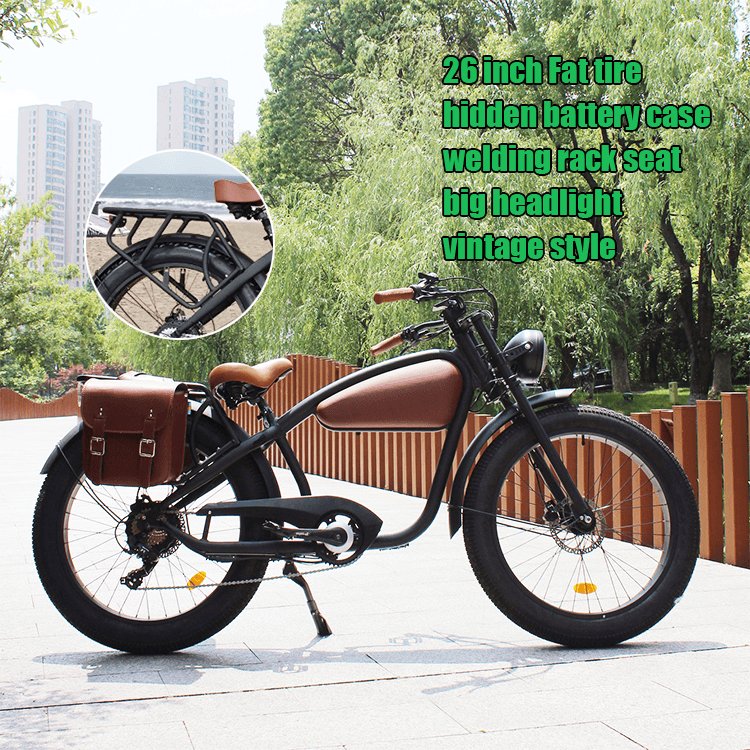 Snow Electric Bike Retro Ebike Vintage Lithium Battery 7 Speed Beach Cruiser Electric Bicycle Retro E Mountain Bikes E Fatbike