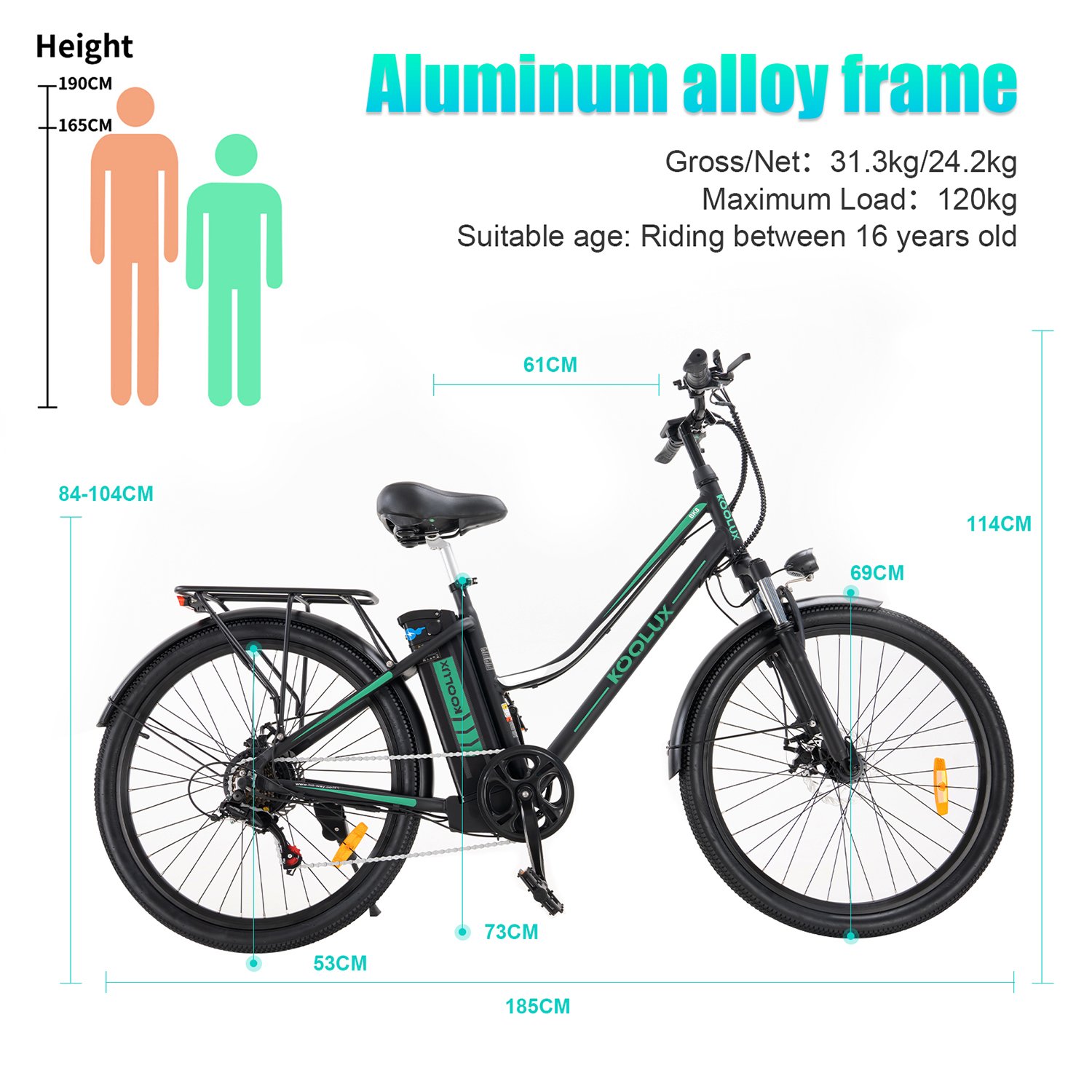 KOOLUX 250W 25KM/H Electric Bicycle Electric Folding Bike EU Warehouse Stock 26Inch Spoked Wheel Pneumatic Tires