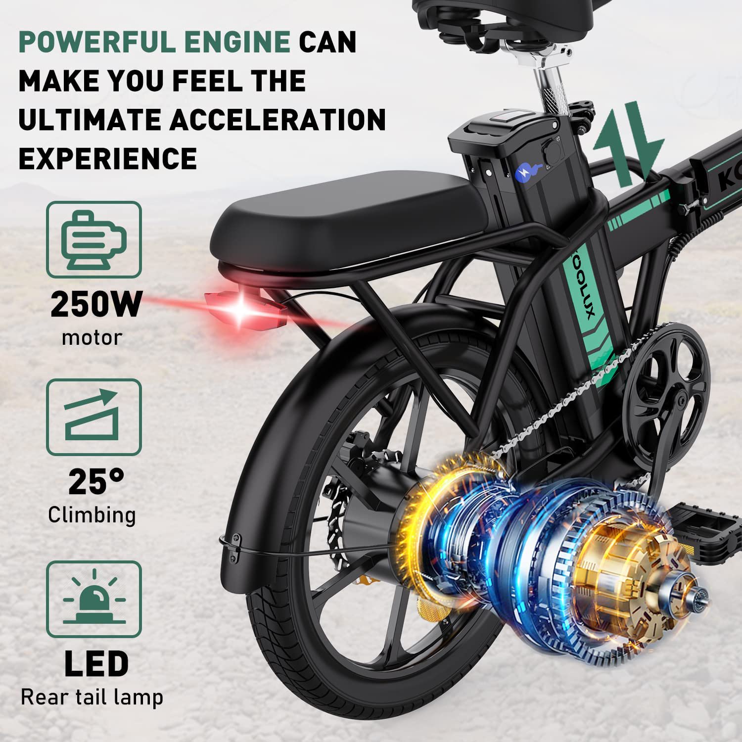 KOOLUX Germany Folding Electric City Bike with Fat Tyre Off-Road Carbon Steel Mountain Bike OEM Logo Ordinary Pedal