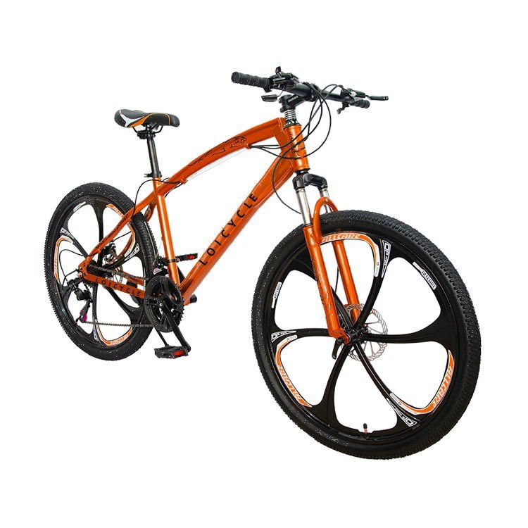 Gold black straight T-ring MTB cycle 26 inch 21-speed front shock suspension disc brake mountain bike bicycle