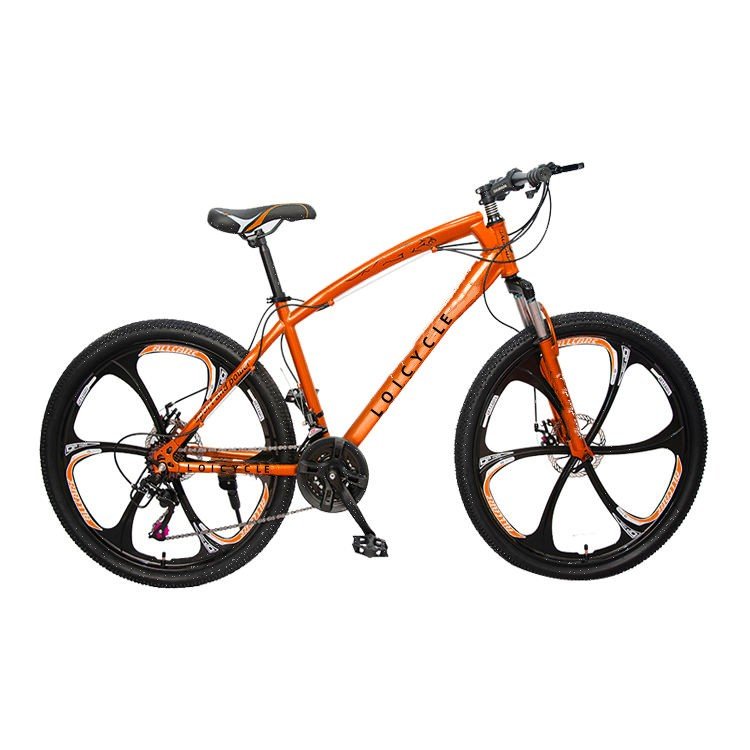 Gold black straight T-ring MTB cycle 26 inch 21-speed front shock suspension disc brake mountain bike bicycle