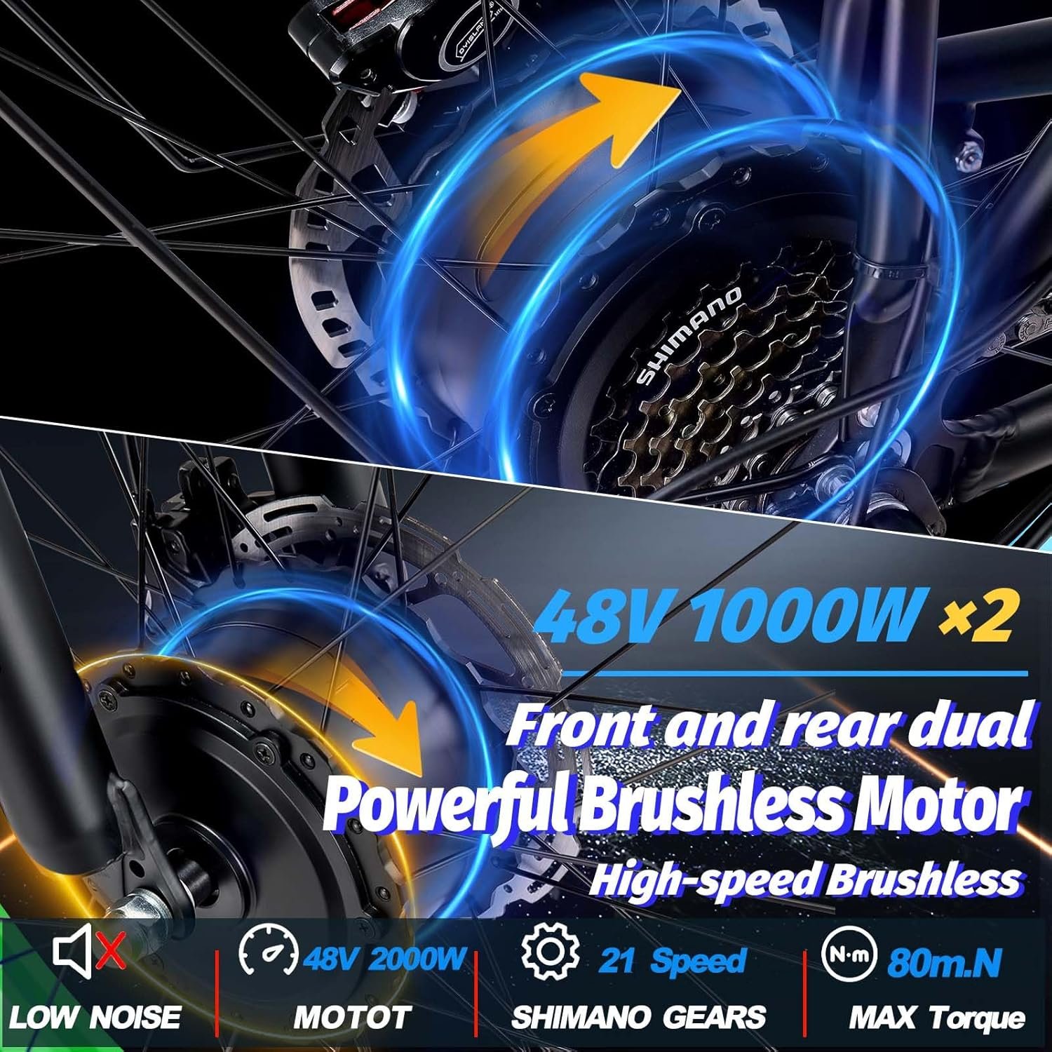 USA Warehouse 3000W Dual Motor Electric Bike Mountain Bike 26" Dirt Dual Drive Electric Motorcycle ebike 60km/h Electric Bicycle