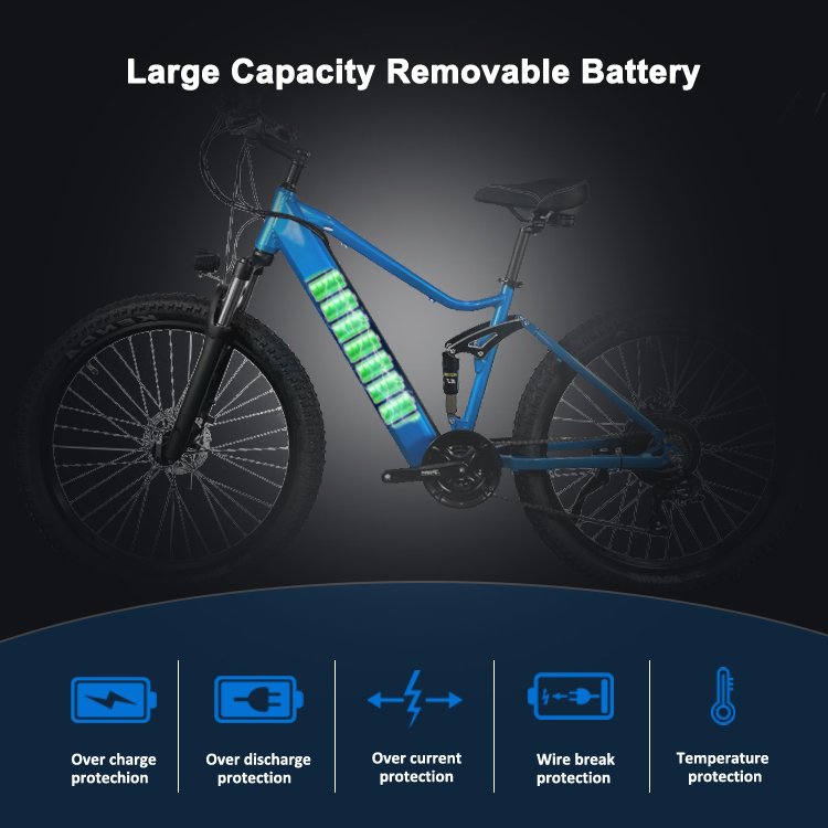 27.5 inch Tire 750W 48V 10AH Lithium Battery ZOOM Disc Break Aluminum Alloy MTB eBike Full Suspension Electric Mountain Bike EU