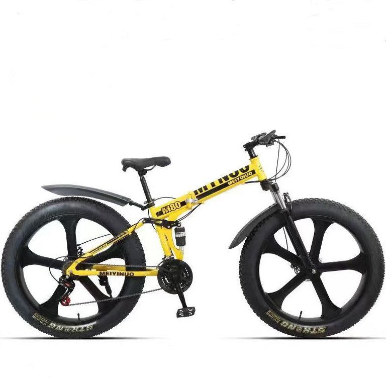 Wholesale foldable full suspension 21/24/27 speed 26inch mountain bicycle snow bike with big fat tyre.