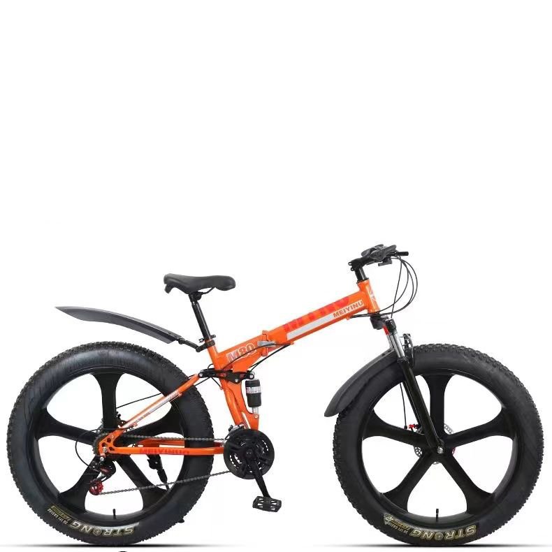 Wholesale foldable full suspension 21/24/27 speed 26inch mountain bicycle snow bike with big fat tyre.