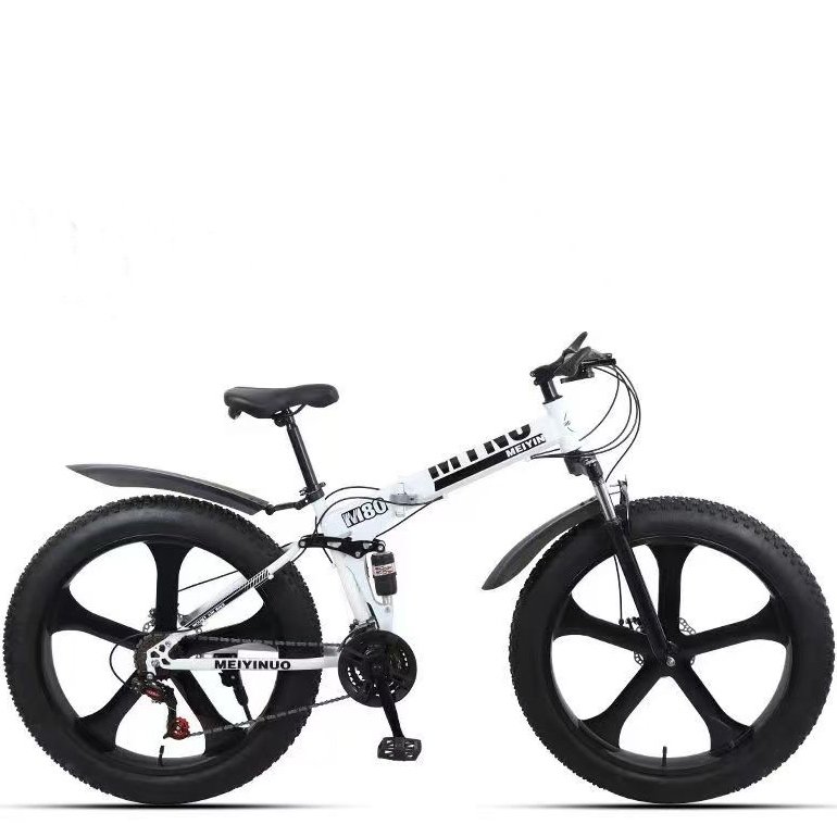 Wholesale foldable full suspension 21/24/27 speed 26inch mountain bicycle snow bike with big fat tyre.