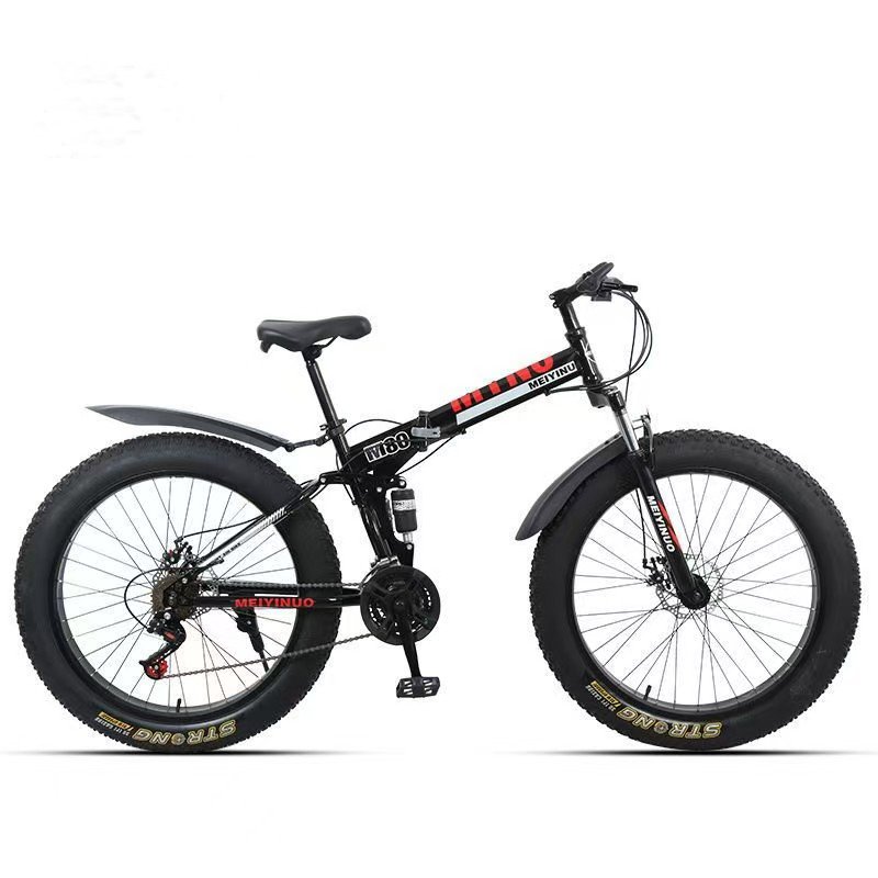 Wholesale foldable full suspension 21/24/27 speed 26inch mountain bicycle snow bike with big fat tyre.