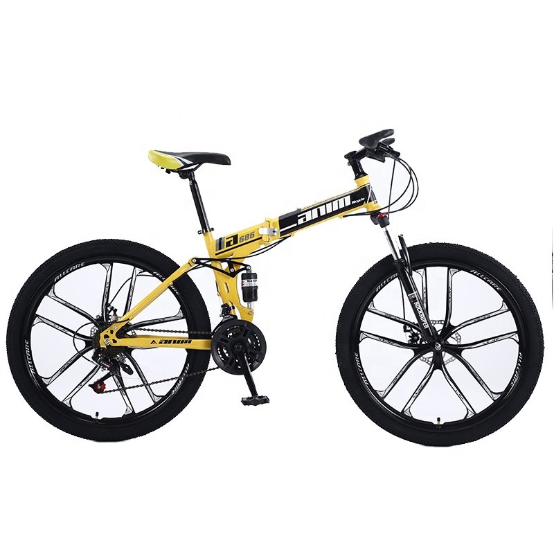 24 26 Inch 24 Speed Three Knife Wheel Full Suspension Sports Mtb Aluminum Alloy Adult Folding Bicycle Mountain Bike