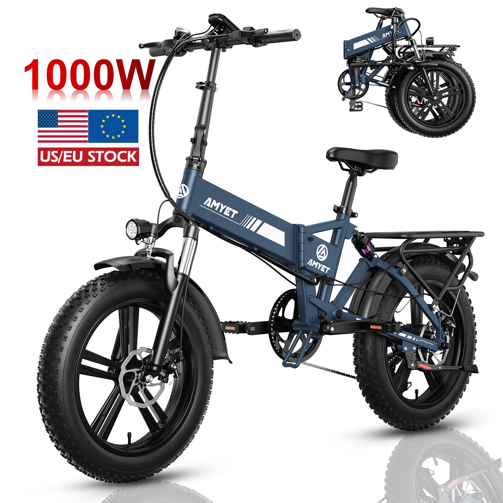 EU US Stock Fast Folding Electric Dirt Bike 750W 1000W 13Ah 48V Fat Tire Mountain City Road Bicycle Power by Lithium Battery