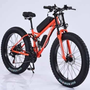 26 Inch Full Suspension electric mountain bike 350W Brushless motor Snow tires Electric bicycle 12ah long range battery e-bike