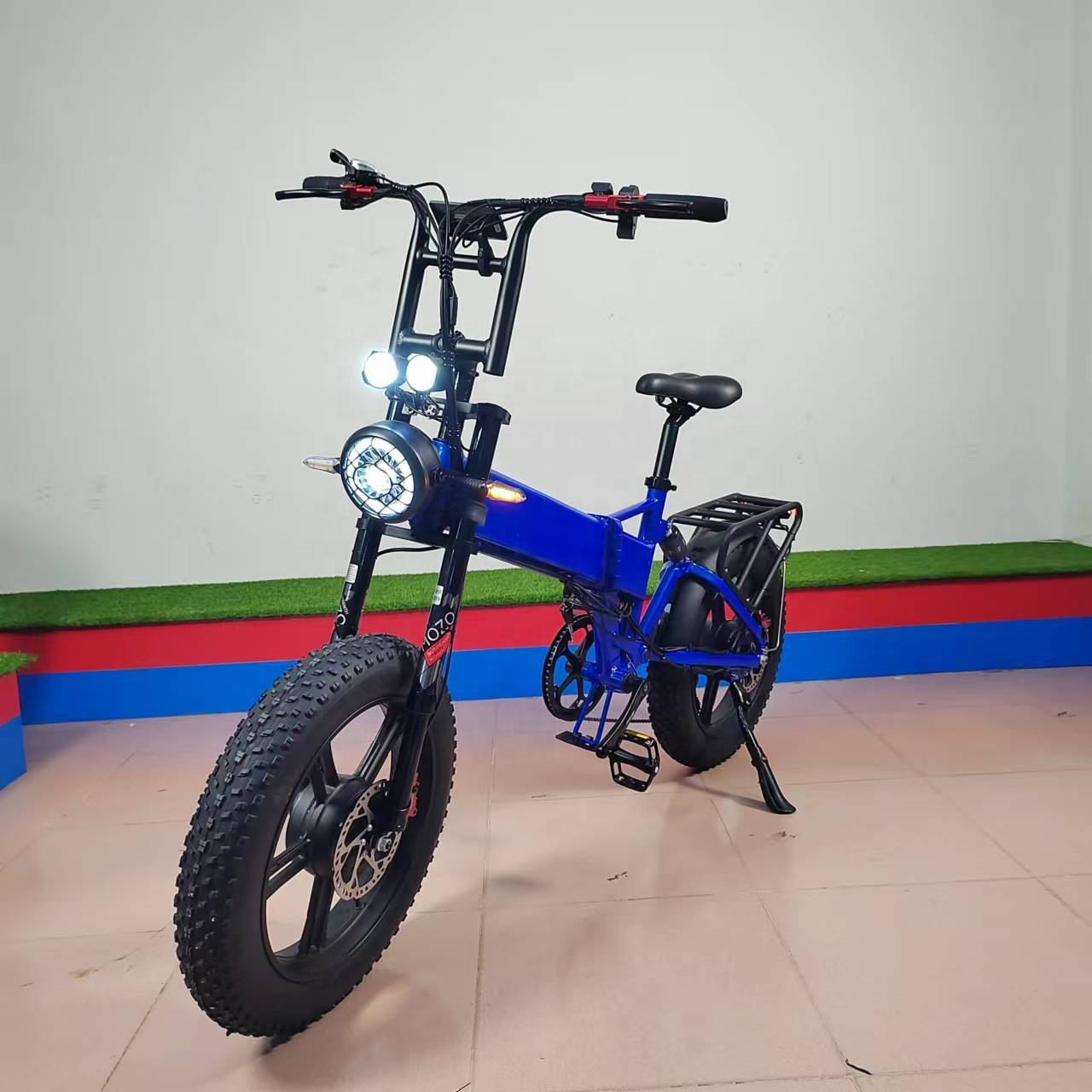 Electric Folding Bike 2000W Dual Motor 52V21Ah Hydraulic Brake Full Suspension Fat Tire 70kmh 20"x4.0 Folded Electric City Bike