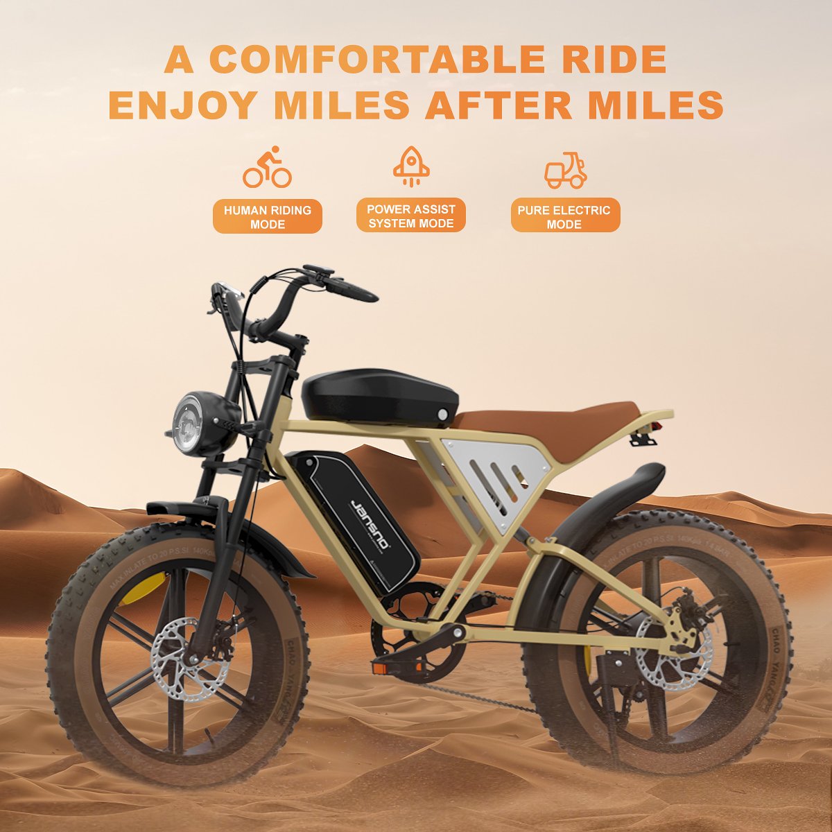 US Stock Jansno x70 20Inch Electric Mountain Bike 750W Dual Battery 48V 34ah Lithium Battery Fat Tire Frame Strong Ebike