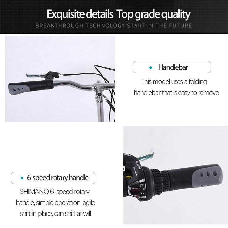 High Carbon Steel Folding Bicycle 20 Inch 6 Speed Shock Absorption Mountain Bike