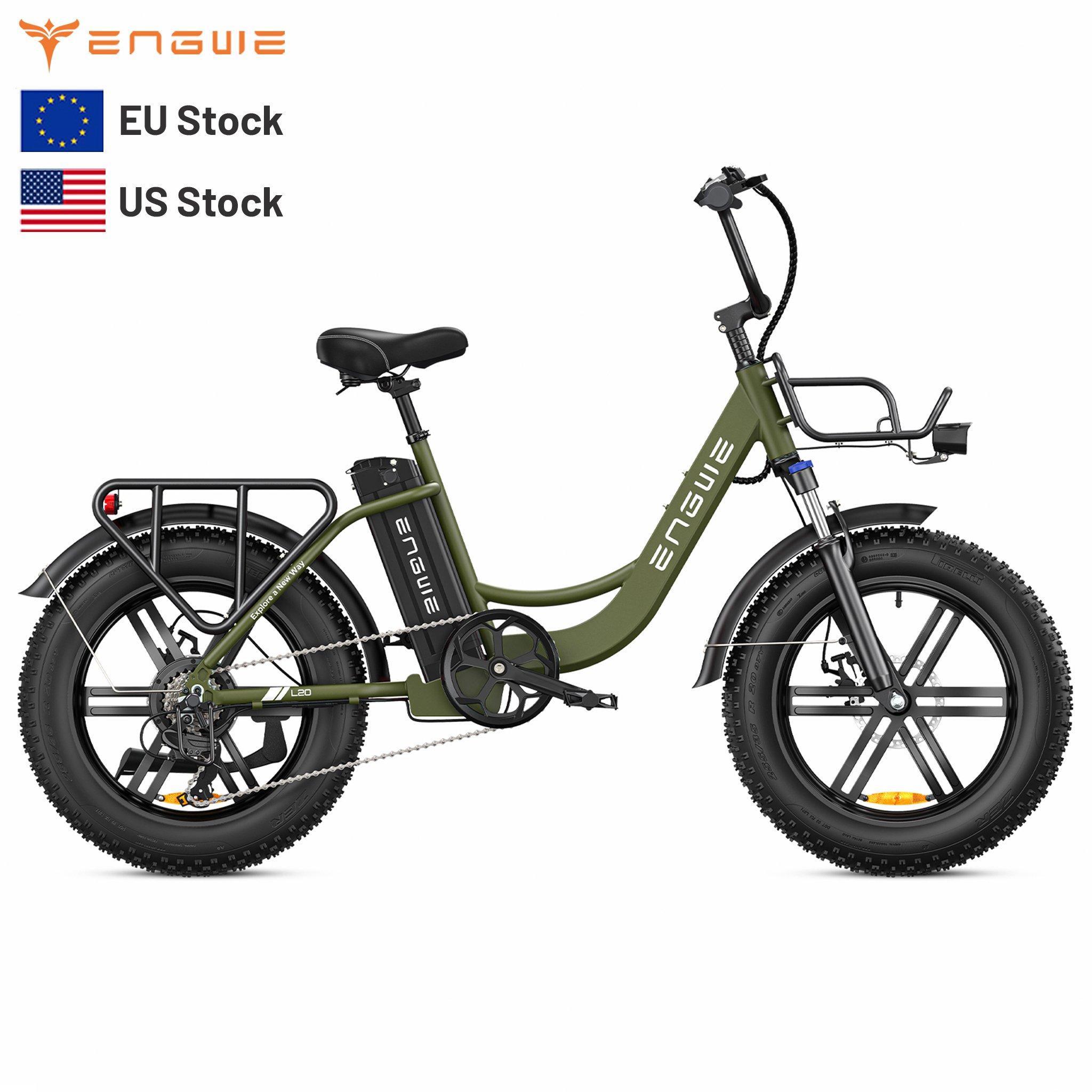 ENGWE L20 EU Warehouse Moped Electric Bicycle 20inch Fat Tire Electric Bike Adult 48V 250W Electric City Bicycle