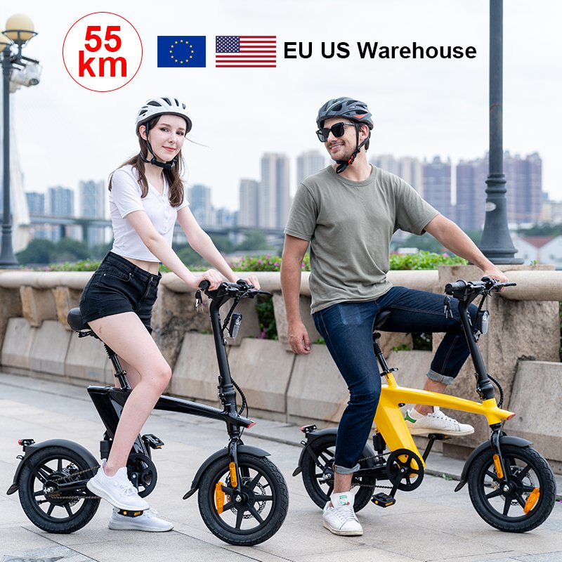 EU USA warehouse hx h1 14 Inch Air Wheel 55 KM Max Range road folding bike mini City ebike full suspension fatbike fold e-bike