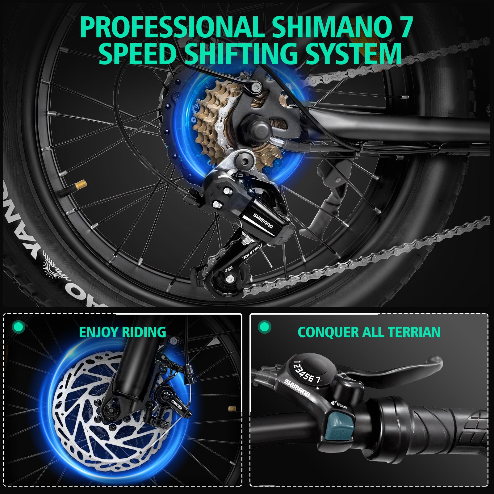 Electric City Bike Off-road Fat Tire Hydraulic Brake Snow Beach US Warehouse 1000W Powerful 20 Inch 48V 15ah Electric Bicycle