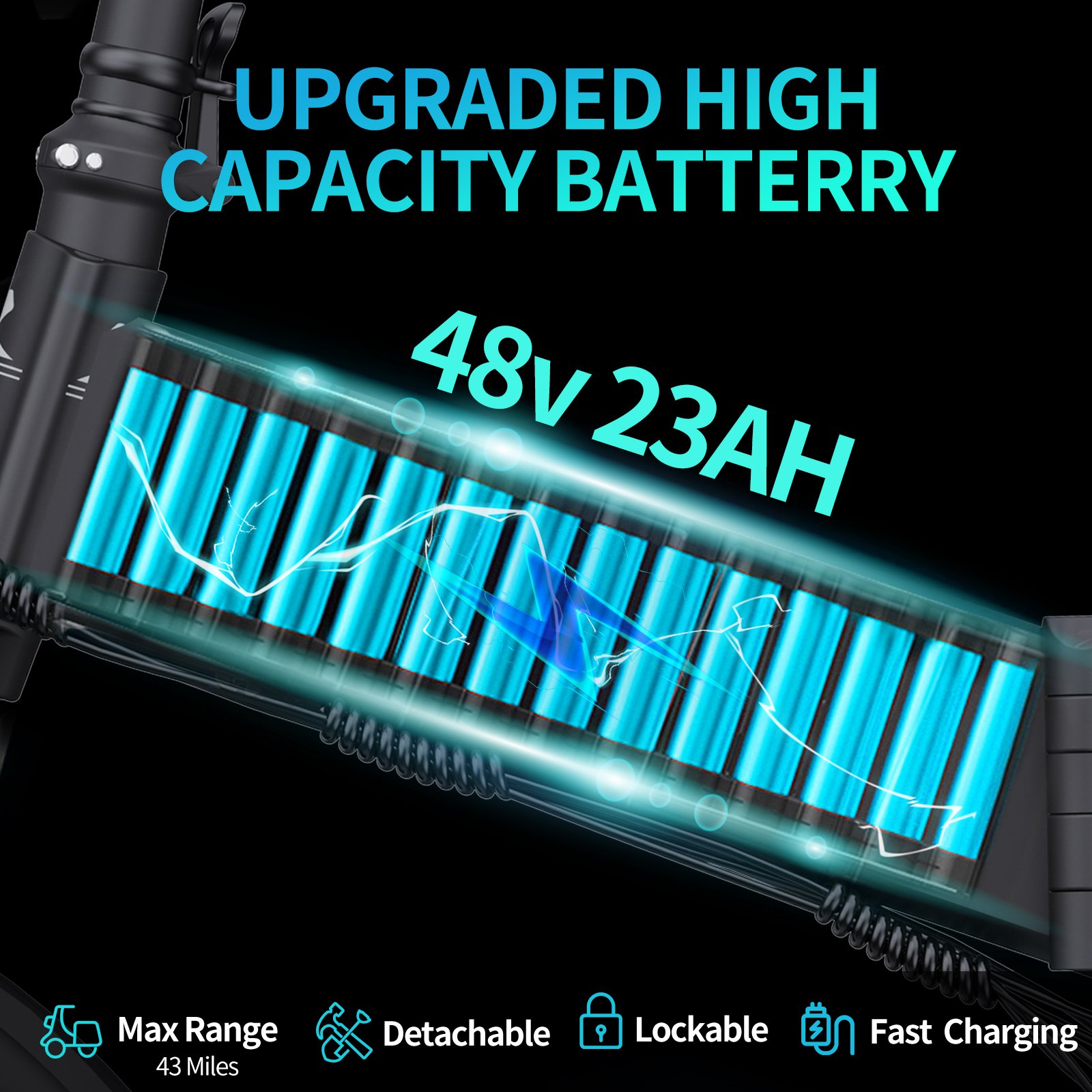 48V 23Ah Electric City Bike 2000W Rear Hub Double Motor 7-Speed Integrated Lithium Battery Steel Frame